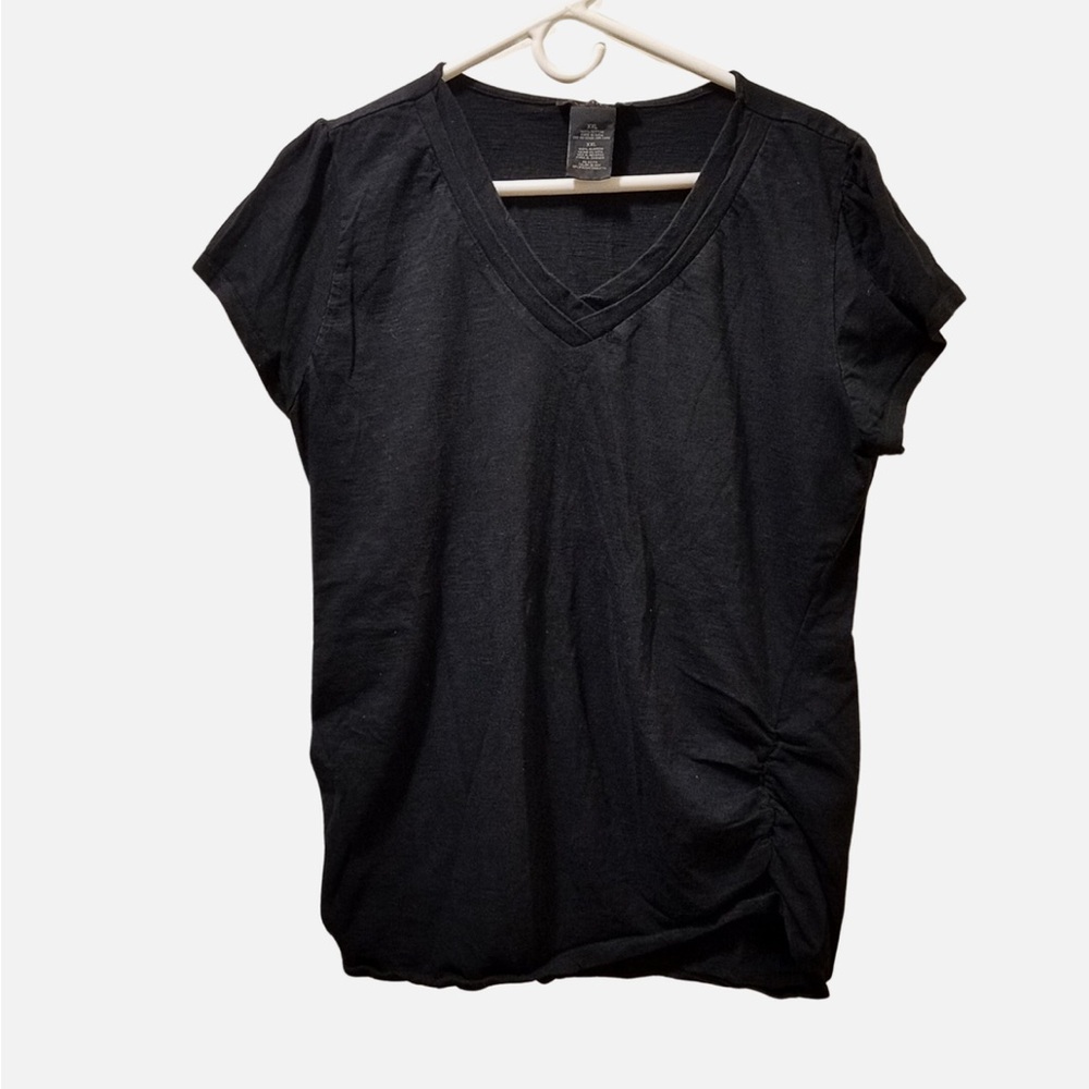 Grace Elements Black V-Neck Cap Sleeve T-Shirt
